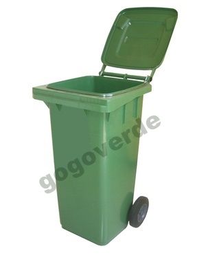 PATTUMIERA CON RUOTE E COPERCHIO BIDONE SPAZZATURA LT 120 VERDE PLASTICA