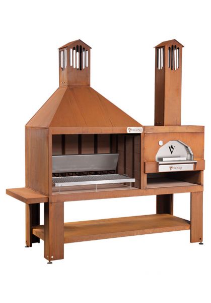 Caminetto Forno Pizza Combinato in Acciaio Corten - Vulcano Fire Serie TF