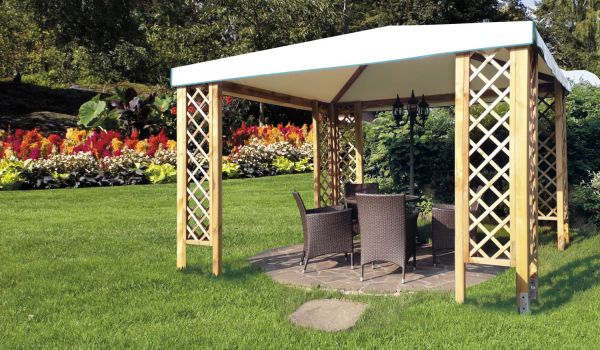 Gazebo "Capri" con angoli Grigliati in Legno di Pino