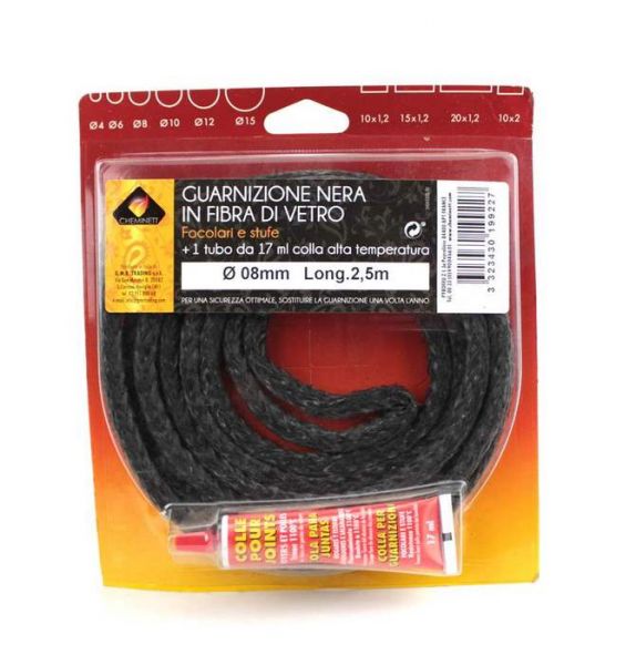 Guarnizione in Fibra di Vetro per Stufe e Camini Cheminett 8 mm 2,5 mt