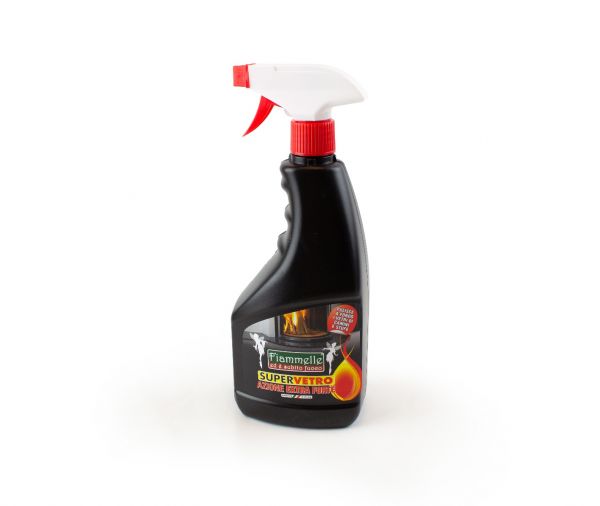 Spray per pulizia vetri stufe e camini Fiammelle Supervetro 750 ml