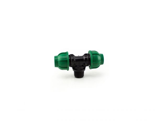 Raccordo Tee a Compressione PP PN10 16 x 1/2"M x 16 mm
