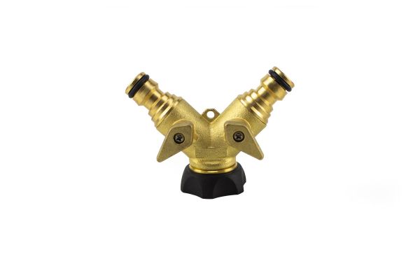 Raccordo a Y con rubinetti a doppia uscita in ottone F 3/4" G.F.