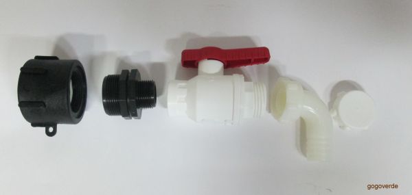 KIT ADATTATORE CON Rubinetto PER CISTERNA PALLET CONTENITORE INDUSTRIALE LT 1000
